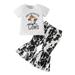 TAIAOJING Baby Girl Outfit Toddler Girls Short Sleeve Cartoon Printed T Shirt Pullover Tops Bell Bottoms Pants Kids Outfits 6-12 Months