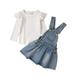 Toddler Girls Outfit Kids Babys Spring Winter Ruffle Long Sleeve Jean Suspender Skirt Set Outfits Clothes