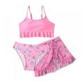 BULLPIANO Girl s Print Bikini Bathing Suit with Cover Up Beach Skirt 3 Piece Swimsuits 7-12 Years