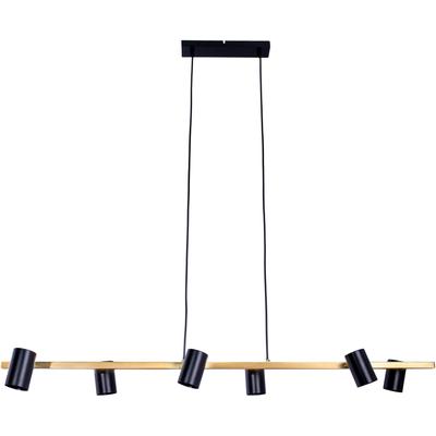 NÄVE Pendelleuchte "Frida", schwarz, H: 120,00cm, Lampen, 6flg., GU10, Strahler schwarz matt, messing, Höhe 120cm, Länge