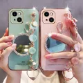 Coque de téléphone avec bande de poignet pour iPhone Corée 3D Bling Placage miroir iPhone 12 Pro