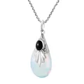 Collier pendentif en pierre de lune en forme de goutte pour femme cristal coulissant en métal