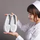 Chaussures d'allaitement blanches pour femmes mocassins à plateforme compensée pour dames