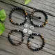 Perles en Pierre Naturelle de 8mm Bracelet de Prière Onyx Noir 256 Œil de Tigre Bouddha 10/2019