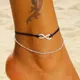 Chaîne de cheville couleur argent pour femmes Simple perle infini bijoux de plage d'été à la