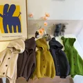 Cardigan tricoté pour enfants pull à capuche couleur unie simple boutonnage pour bébé garçon et