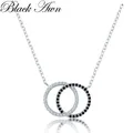 Collier et pendentif en pierre pour femmes couleur argent noir et blanc tendance P017