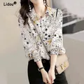 Mode femme Blouses été automne 2022 col rabattu bureau Blouse haut pour femme vêtements en