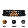Bracelets de perles en Onyx mat pour hommes et femmes pierre naturelle œil de tigre pierre