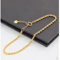 Bracelet de chaîne torsadée en or véritable 18K pour femmes chaîne en corde de chanvre réglable