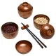 Bol en bois avec couvercle bol de service de riz récipient alimentaire ustensiles de table