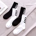 Chaussettes de Sport pour hommes 1 paire motif rayé chaussettes longues noir/blanc respirantes