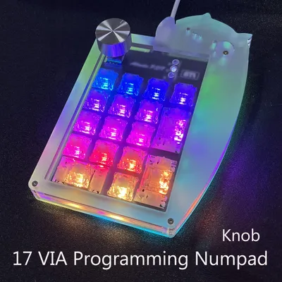Macropad Cute Cat 17 Key Numpad Keyboard Macro Programming Mechanical RGB Backlight Wired Type C VIA