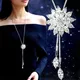 Long collier en Zircon flocon de neige chaîne pull chaîne en métal fin cristal strass fleur