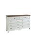 Progressive Furniture Inc. 8 Drawer 64" W Double Dresser Wood in Brown/White | 38 H x 64 W x 16.5 D in | Wayfair B123-23