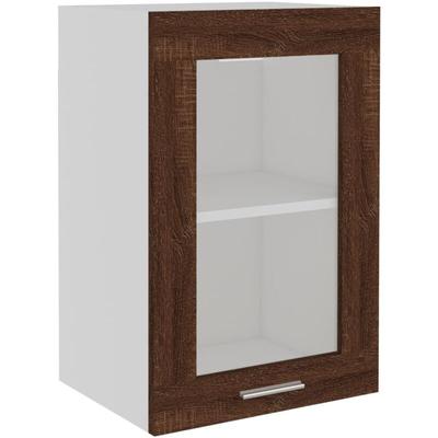 Hängeschrank Glas Braun Eichen-Optik 40x31x60 cm Holzwerkstoff Vidaxl