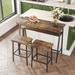 Modern 3-Piece Bar table and chairs Set with 2 Chairs And Metal Frame