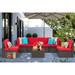 Sobaniilo 7 Piece Patio Furniture Sets All Weather PE Wicker Outdoor Conversation Sectional Sofa Set with Cushion and Pillow (Red)