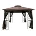 Unique Choice 10 x 10 Ft Outdoor Patio Gazebo with Ventilated Double Roof and Mosquito Net Color Brown