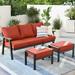 Ovios 3 Piece Outdoor Furniture All-Weather Patio Conversation Set Wicker Sectional Sofa with 5 Cushions