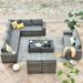 Ovios 12 Pieces Outdoor Furniture All Weather Wicker Patio Conversation Sectional Sofa Set with Side Table for Garden Backyard