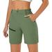 YuKaiChen Women s Hiking Cargo Shorts Quick Dry Active Golf Shorts Summer Travel Shorts with Zipper Pockets Water Resistant OliveGreen XL