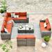 Ovios 12 Pieces Outdoor Furniture All Weather Wicker Patio Conversation Sectional Sofa Set with Side Table for Garden Backyard