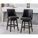 Guyou 27.5 Inch Swivel Bar Stool Set of 2 Nailhead Trim Faux Leather Upholstered Counter Height Chair with Backrest and Wooden Legs for Kitchen Island Bistro Restaurant Black