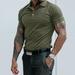 eczipvz Workout Shirts for Men Men s Short Sleeve Shirt Golf Polo 3 Buttons Quick Dry Classic Fit Tees Sea Army Green XL