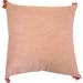 HomeRoots 17" X 17" Coral And White Damask Zippered Polyester Throw Pillow With Tassels