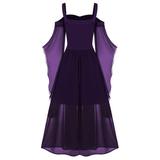 Red Dresses for Women Summer Dress Womne Plus Size Cold Shoulder Butterfly Sleeve Lace Up Halloween Dress on Clearance Casual Dresses for Women Birthday Dresses for Women Sexy Purple 5XL