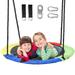 Hishine 43 700LBS Saucer Tree Swing for Kids Waterproof Flying Saucer Swing with A Swivel Hanging Straps Adjustable Ropes Round Mat Spinner Swing for indoor/playground swing set Rainbow