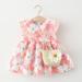 Dyfzdhu Summer Girls Dresses Sleeveless Lapel Floral Dress Toddler Girls Beach Boho Flower Sundress With Crossbody Bag