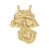 TFFR Baby Girls 2 Piece Floral Set Infant Sleeveless Plaid Bow Camisole Shorts