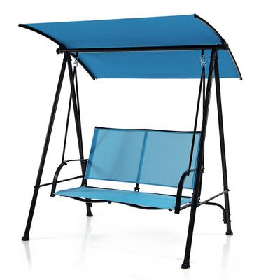 Costway 2-Seat Outdoor Canopy Swing with Comfortable Fabric Seat and Heavy-duty Metal Frame-Navy