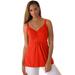 Plus Size Women's Shirred Tank by Jessica London in Electric Orange (Size 14/16)