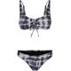 Bügel-Tankini URBAN CLASSICS "Damen Ladies Lace Up Tie Dye Bikini" Gr. XL, N-Gr, schwarz-weiß (black, white) Damen Bikini-Sets Ocean Blue