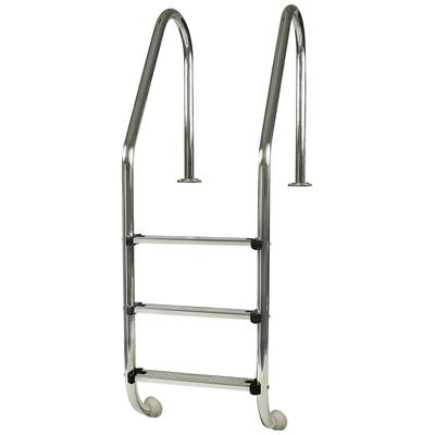 Poolleiter GRE "für Einbaubecken", grau (aluminiumfarben), B:5cm H:175cm L:50cm, Aluminium, Stahl, Leitern, 3 Stufen