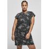 Shirtkleid URBAN CLASSICS "Urban Classics Damen Ladies Bleached Dress", Damen, Gr. S, US-Größen, schwarz (schwarz, grau), 100% Baumwolle, Batikmuster, Basic, loose fit, Rundhals, Kurzarm, Kleider