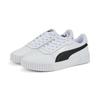 Sneaker PUMA "Carina 2.0 Sneakers Damen", Gr. 40.5, schwarz-weiß (weiß schwarz silber gray), Obermaterial: Textil, Synthetik, Kuhleder; Futter: Textil; Innensohle: Textil; Laufsohle: Gummi, Schuhe
