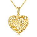 KECHO 14k Gold Filigree Heart Pendant Necklace for Women, Gold Vintage Jewelry Birthday Valentine's Day Gifts for Her, Yellow Gold, No Gemstone