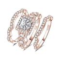 JewelryPalace Princess Cut 1.5ct Cubic Zirconia Engagement Rings for Women, 925 Sterling Silver 14k Rose Gold Promise Ring, Infinitiy Twist Simulated Diamond Wedding Band Bridal Sets 6.5