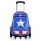MYYLY Boys 6 Wheels Backpack Captain America Suitcases Wheeled Trolley Case Waterproof Hand Pull Rod Rucksack Unisex Adults Kids Outdoor Picnic Knapsack,Blue-6 Wheel(41X49X25CM)