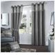 GC GAVENO CAVAILIA Ring Top Diamante Light Reducing Eyelet Curtain, Luxurious Shiny Thermal Insulated Door Curtains, Charcoal, 90x90 Cm