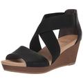 Dr. Scholl's Shoes Women's Barton Band Wedge Sandal, Black Smooth, 7 UK