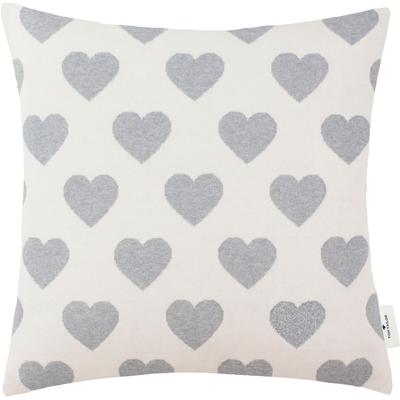 Kissenbezüge TOM TAILOR HOME "Hearts", grau (hellgrau, steingrau), B:45cm L:45cm, Baumwolle, Obermaterial: 100% Baumwolle, Kissenbezüge, aus weicher Baumwolle Image