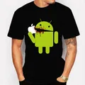 T-shirt à manches courtes en coton imprimé pour hommes haut d'été logo Android eat apple mobile
