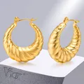 Vnox-Boucles d'oreilles créoles en or pour femmes Huggie en acier inoxydable texturé torsadé de