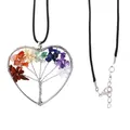 Colliers pendentif arbre de vie pour femmes et filles pierre naturelle 7 chakras perles de