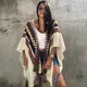 Poncho de Style Navajo avec Pompons pour l'Automne Cardigans en Tricot Style Boho Aile de